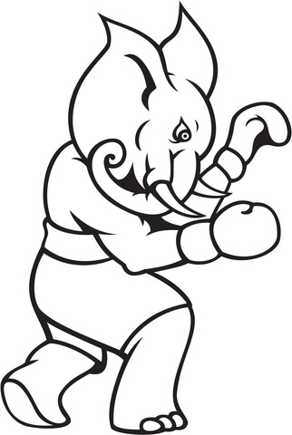 Elephant Boxing Coloring Page